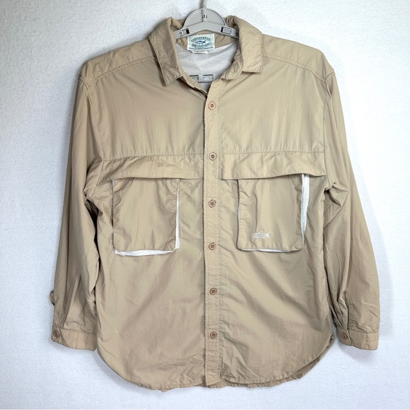 Chemise De Pêche Vintage Tarponwear By Simms - Manches Longues, Beige, Homme, Taille L (voir Mesures)